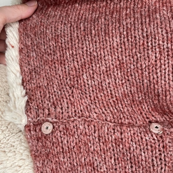 Sleeping On Snow Anthropologie Pink/Rose Knit Cardigan w/ Sherpa Collar Medium - Picture 14 of 14